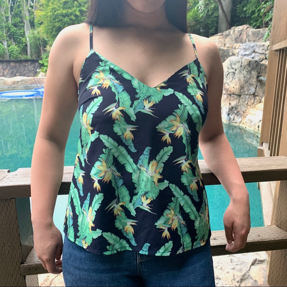 Tropical Printed Open Back Tank